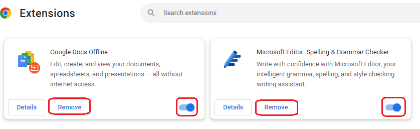 Remove extension